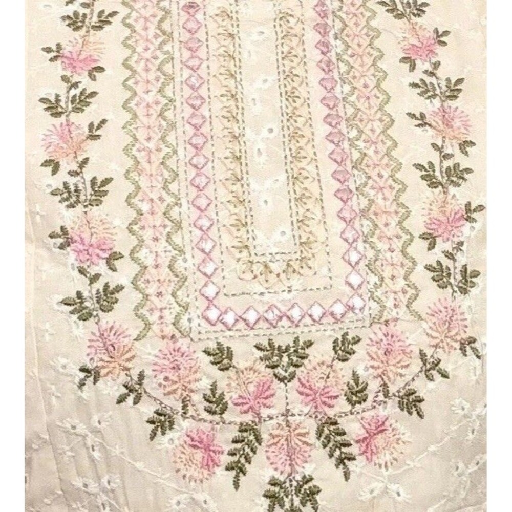 New Embroidered Boho Eyelet Fabric With Lace Embellishment Maxi Dress Size-S - Picture 4 of 4